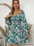 Leaf Print Sleeveless Midi Dress