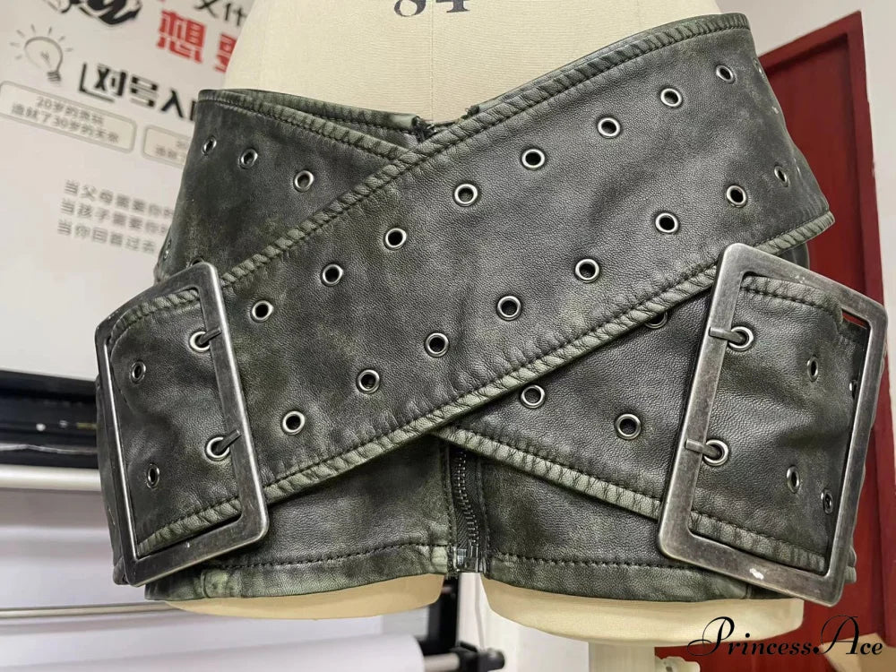 Leather Belted Wrap Charming Micro Mini Skirt