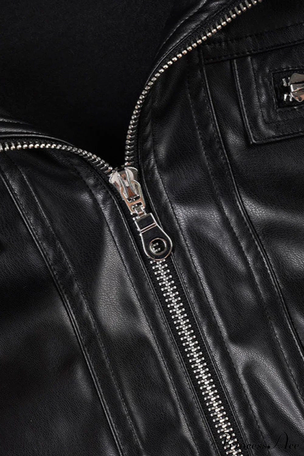 Leather Pocket Patchwork Dark Utility Jacket