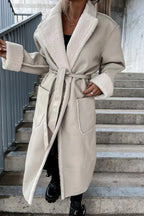 Leather Thickened Trench-Inspired Relaxed Tie Waist Overcoat