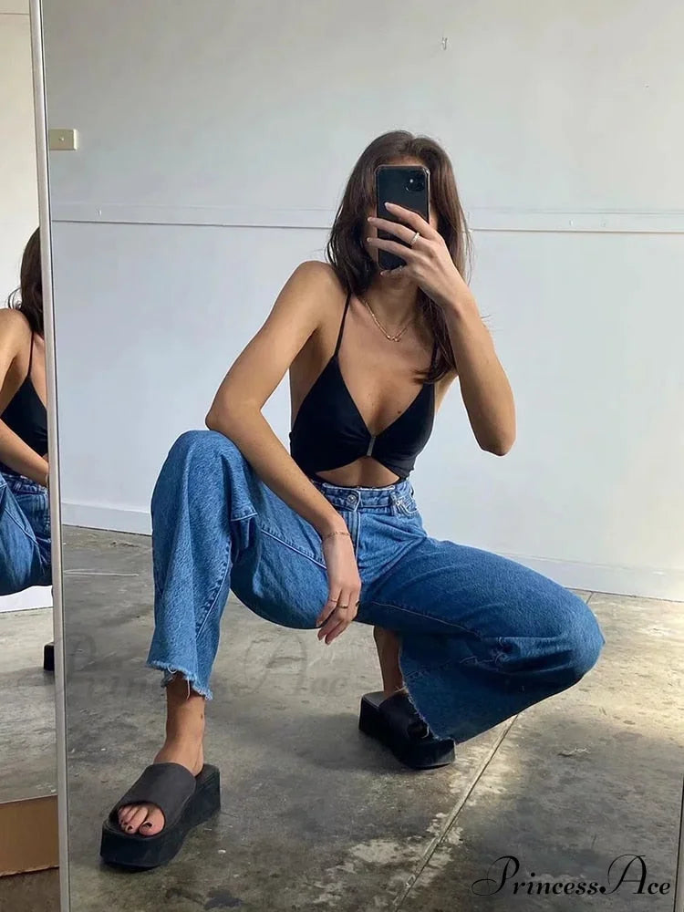 Leg Straight Denim Casual Fashion Women's - Baggy Jeans High Waist Fit