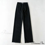 Leg Straight Denim Casual Fashion Women's - Baggy Jeans High Waist Fit