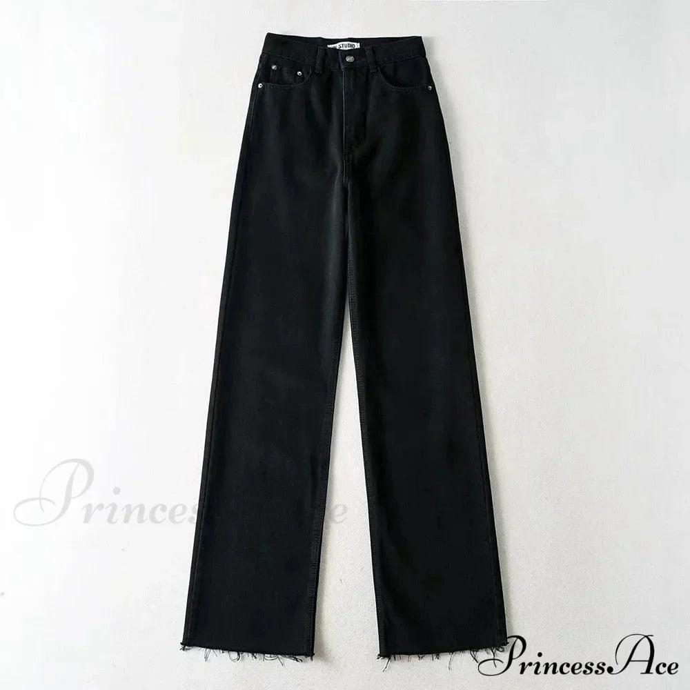 Leg Straight Denim Casual Fashion Women's - Baggy Jeans High Waist Fit