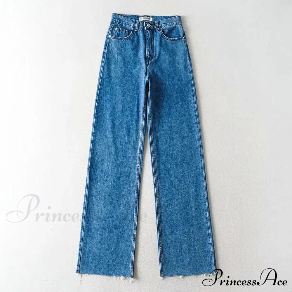 Leg Straight Denim Casual Fashion Women's - Baggy Jeans High Waist Fit