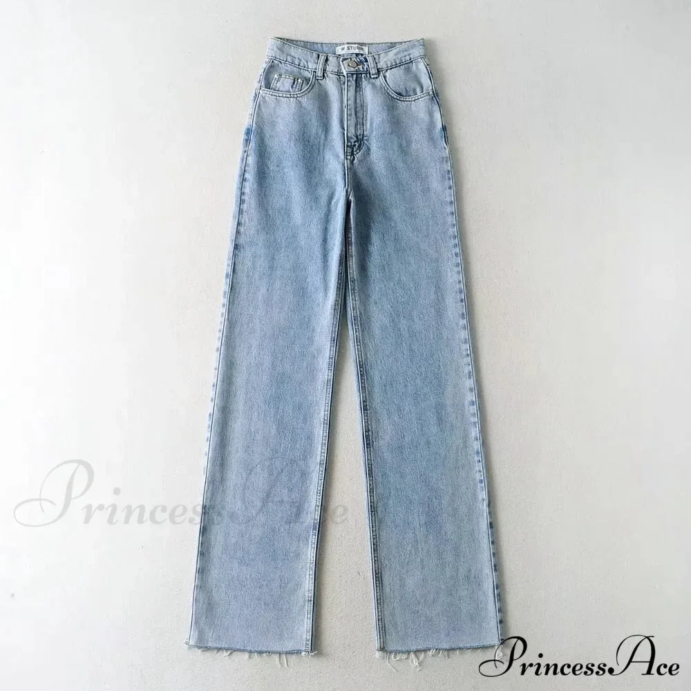 Leg Straight Denim Casual Fashion Women's - Baggy Jeans High Waist Fit
