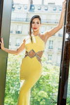 Lemon Yellow Bandage High End Party Dress