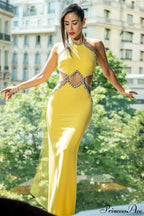 Lemon Yellow Bandage High End Party Dress
