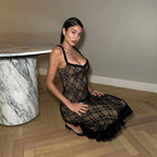Obscure Affection Lace Ruffled Midi Dress