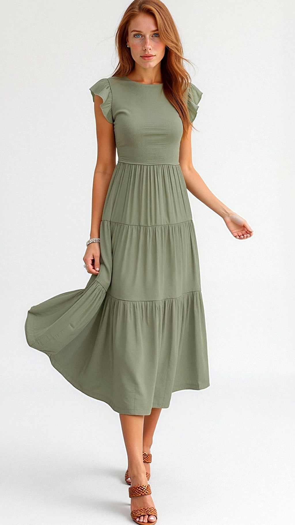 Pilar Chic Smocked Summer Midi Dress Pleated Designer Edit
