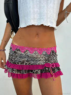 Leopard Drawstring Retro Skirt