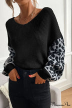 Leopard Patchwork Pullover Sweater