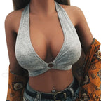 Leopard Sports Bra Tank Vest Lace Up Backless Crop Top