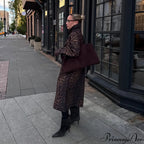 Leopard Stand Collar Stylish Long Overcoat