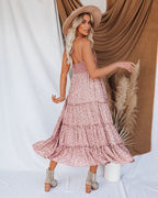 Let It Be Tiered Floral Lace Midi Dress Mauve