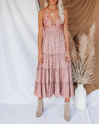 Let It Be Tiered Floral Lace Midi Dress Mauve
