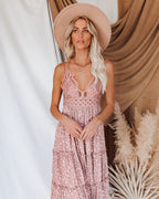 Let It Be Tiered Floral Lace Midi Dress Mauve