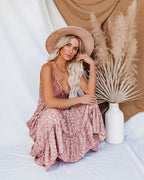 Let It Be Tiered Floral Lace Midi Dress Mauve