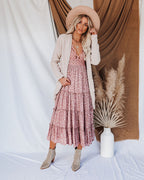Let It Be Tiered Floral Lace Midi Dress Mauve