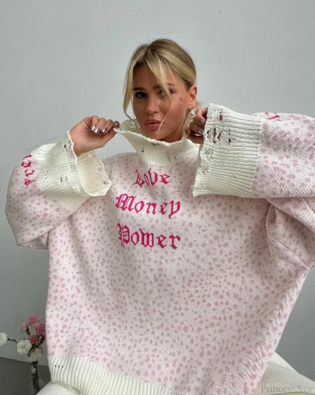 Letter Embroidery Lazy Style Sweater
