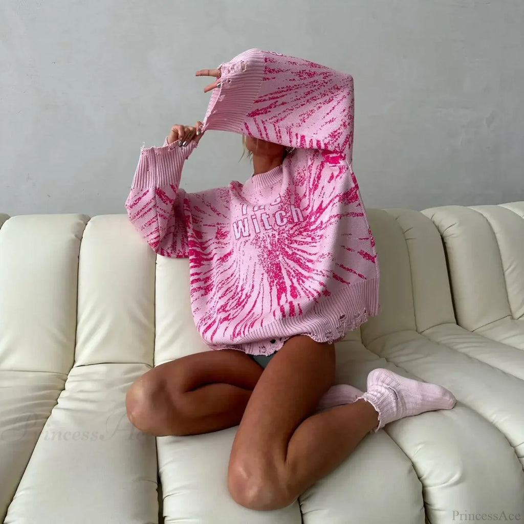 Letter Embroidery Lazy Style Sweater