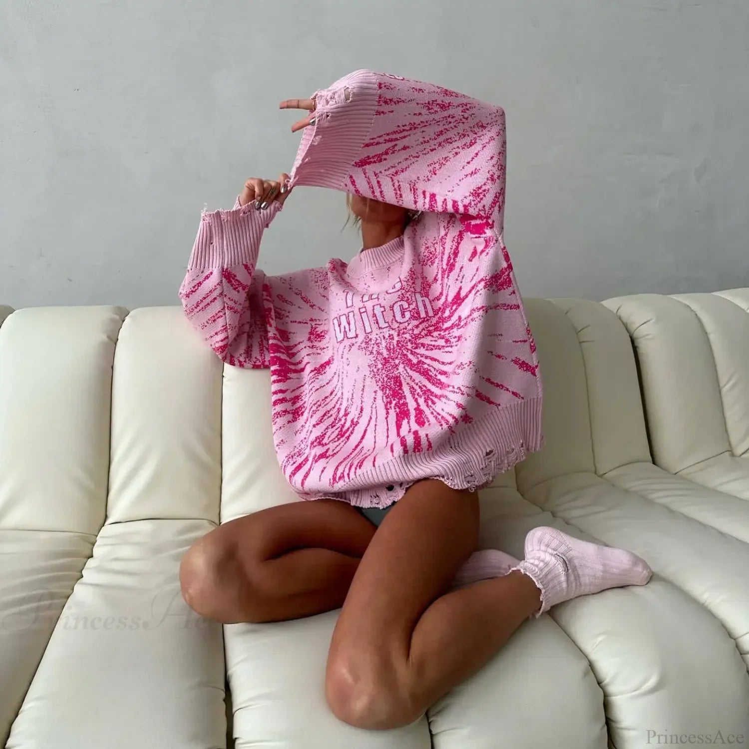 Letter Embroidery Lazy Style Sweater