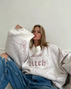Letter Embroidery Lazy Style Sweater