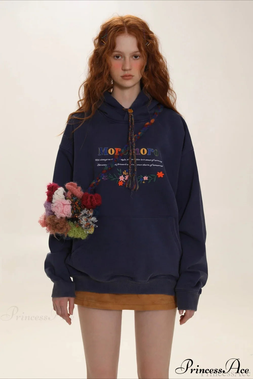 Letter Embroidery Relaxed Thickened  Hoodie