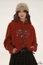 Letter Embroidery Relaxed Thickened  Hoodie