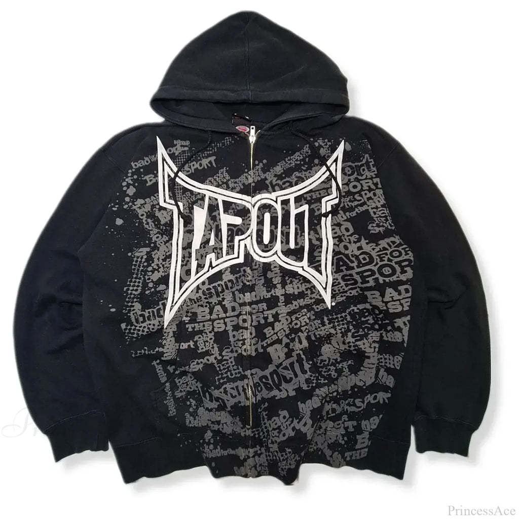 Letter Graphic Zipper Hoodie