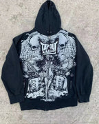 Letter Graphic Zipper Hoodie