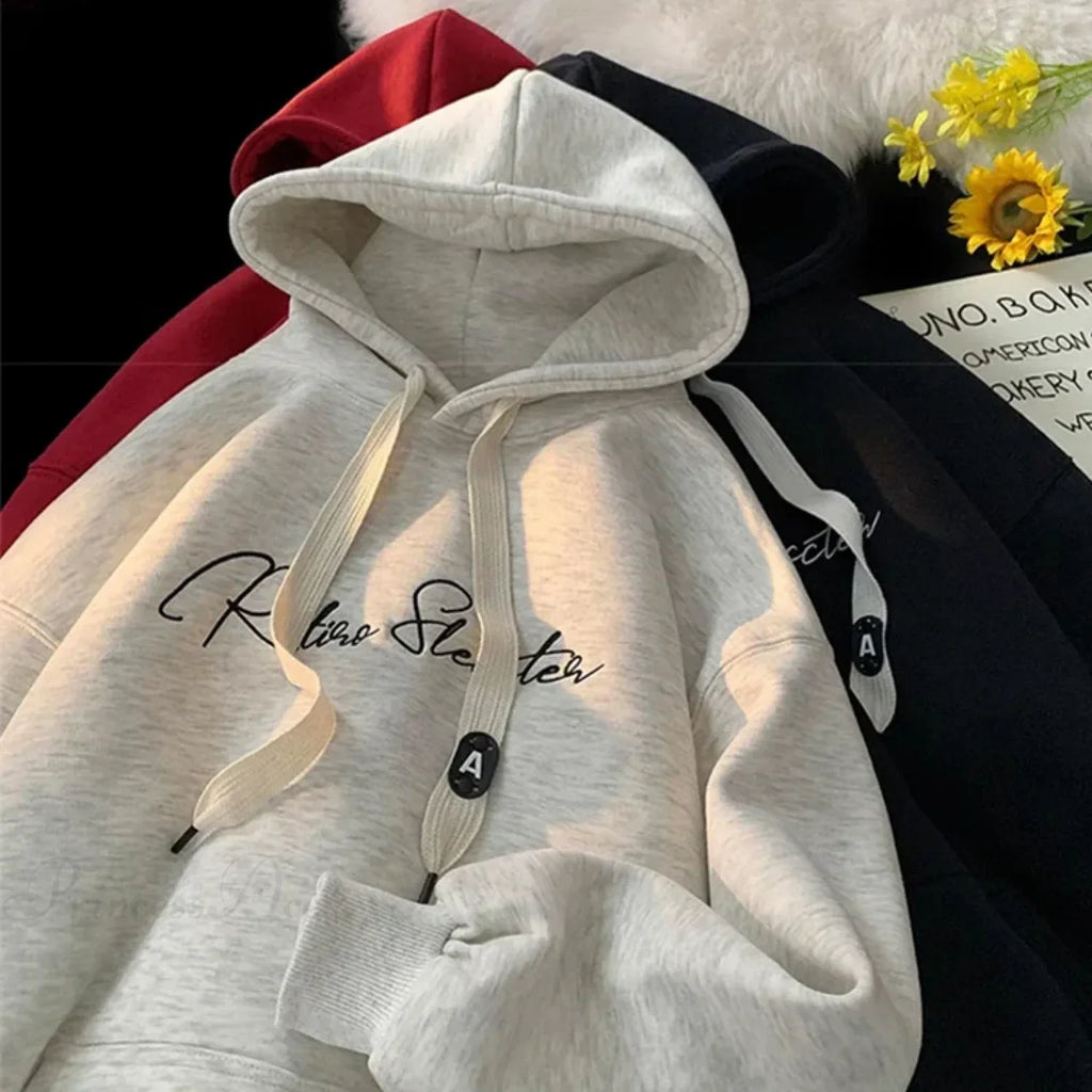 Letter Print Autumn Goth Fashion Hoodie