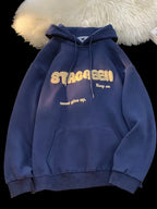Letter Print Autumn Y2K Pocket Hoodie