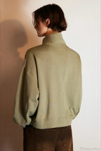 Letter Print Half Zip Stand Collar Loose Sweatshirt