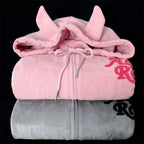 Letter Print Vintage Zipper Hoodie