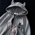 Letter Print Vintage Zipper Hoodie