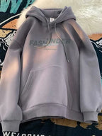 Letter Printed Winter Fleece Hoodie