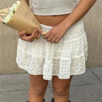 Light Plaid Elastic Waist Skirt