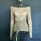 Lightweight T-Shirt Fashion See-Through Neck Women's Top