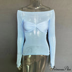 Lightweight T-Shirt Fashion See-Through Neck Women's Top