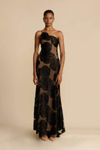 Lindsay Floral Printed One Shoulder Maxi Dress