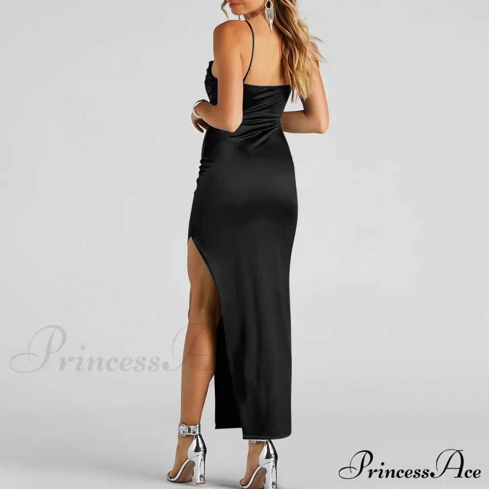 Lola High Slit Charming Satin Dress 2