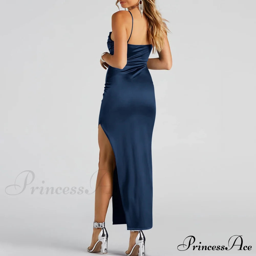 Lola High Slit Charming Satin Dress 2