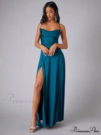 Lola High Stylish Slit Satin Dress