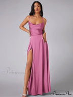 Lola High Stylish Slit Satin Dress