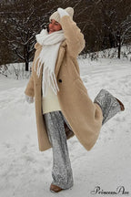 Long Fleece Sherpa Warm Fuzzy Overcoat