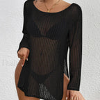 Long Hollow See-Through Top Cover Up