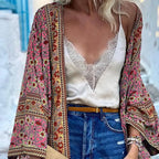 Long Sleeve Bohemian Floral Beach Cover Up