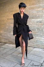 Long Sleeve Fitted Waist Long Chic Overcoat