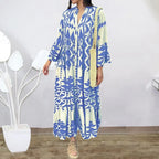 Long Sleeve Pleated Boho Dress