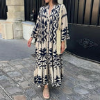 Long Sleeve Pleated Boho Dress